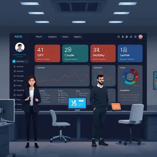 modern dark-themed AI platform dashboard illustration, showing multiple AI models tabs (ChatGPT, Claude, Gemini)