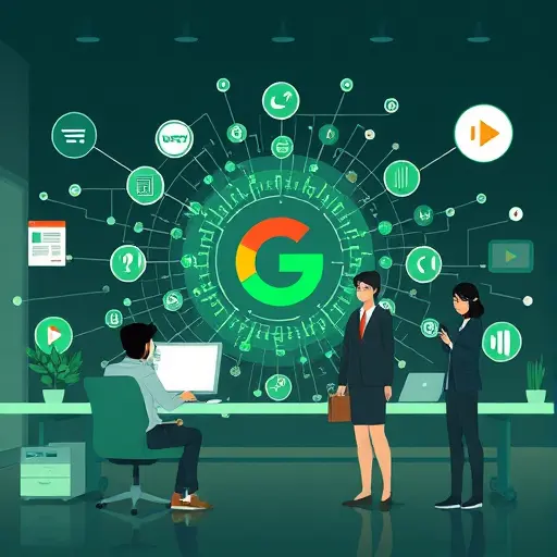 modern illustrated concept art of Google Gemini multi-
