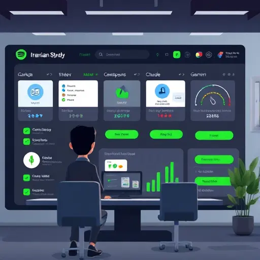 animated illustration of an Iranian user interface accessing multiple AI models (ChatGPT, Claude, Gemini) on a dark-