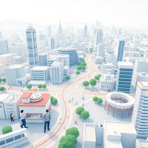 illustrated city map of Tehran with optimized walking and metro routes, pins for attractions, cafes, and parks, AI icons guiding the path, minimalist, no text