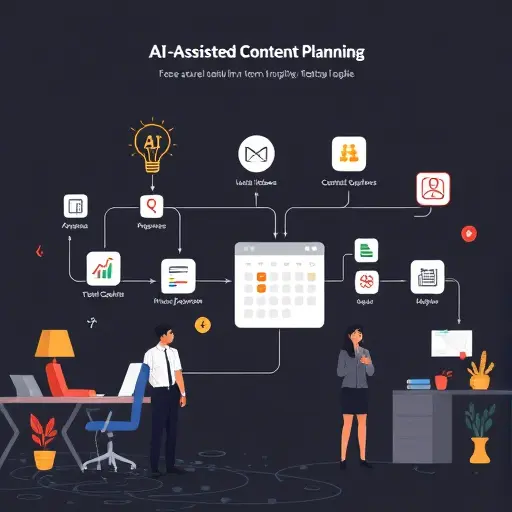 workflow illustration of AI-assisted content planning:
