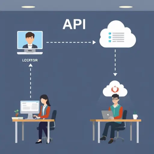 animated API data flow diagram showing 