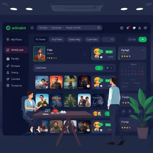 clean animated dashboard of an AI-powered movie watchlist, dark theme with green accents, tags like “must-watch” and “family”