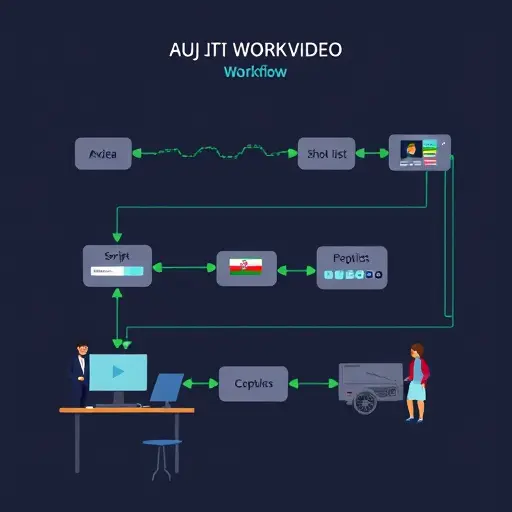 animated workflow diagram for short-form video production: idea -> script -> shot list -> captions/hashtags ->