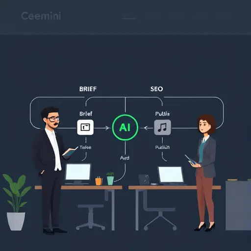 animated content workflow with AI: brief to outline to SEO to publish, Gemini-