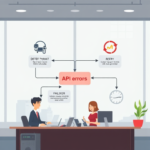 cartoon flowchart illustrating debug steps for API errors: