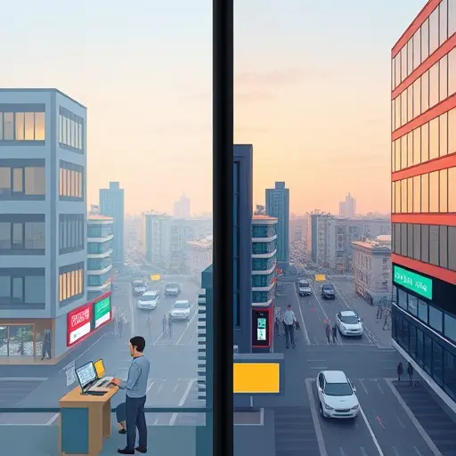 illustration comparing bicubic upscaling vs AI super-resolution on a cityscape photo, side-by-