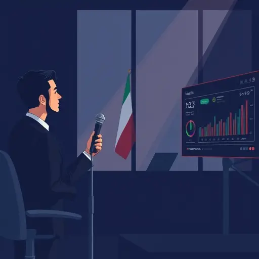 minimalist illustration of crisis handling during a speech: