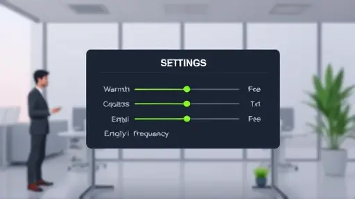 modern animated illustration showing a settings panel for AI tone customization with sliders for warmth, conciseness, and emoji frequency;