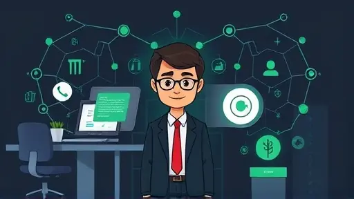 cartoon-style illustration of a user switching between AI personas (Professional, Friendly, Quirky) with icons, abstract neural patterns in background, dark theme, green accent, no text, high-quality