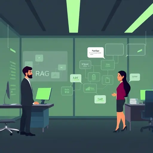 clean illustration of a RAG pipeline: data ingestion, chunking, embeddings, vector database, retrieval, reranking, prompt composition, answer generation with citations;