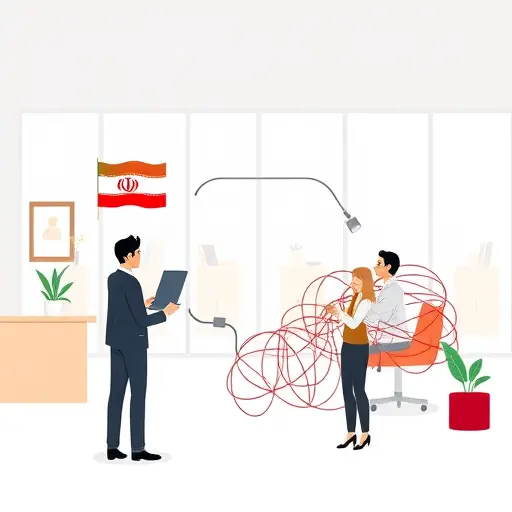 abstract animated illustration showing secure data flow from Iran to cloud AI servers via GapGPT, contrasted with a tangled failing connection to global AI providers. Minimalist, tech-.