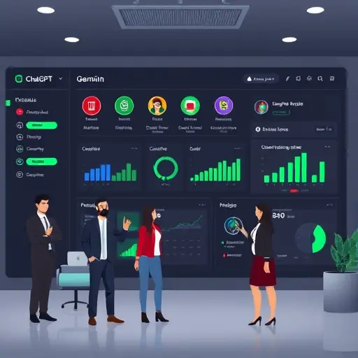 (ChatGPT, Claude, Gemini), test scenario creation, and evaluation metrics panels; dark theme matching #171717, accent green #94d3a2