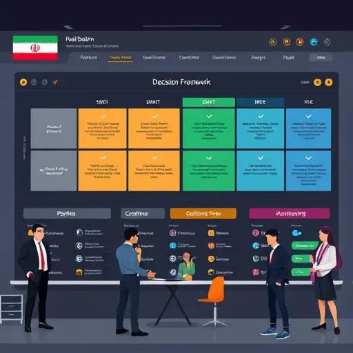 animated matrix of decision frameworks (SWOT, RICE, Weighted Scoring, Decision Tree)