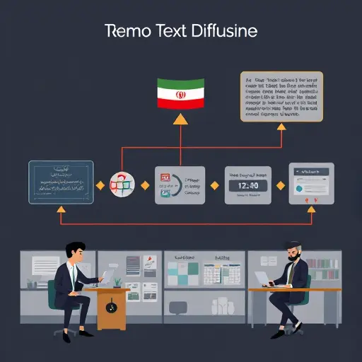 animated diagram of a text-to-image diffusion pipeline: prompt encoder, latent space, iterative denoising steps, CFG guidance, seed control;