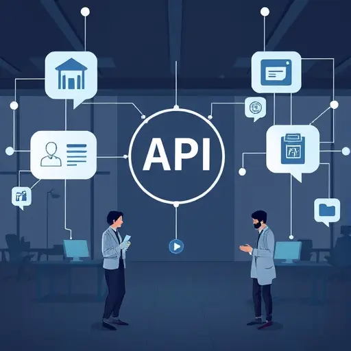 API integration illustration connecting hospital HIS/