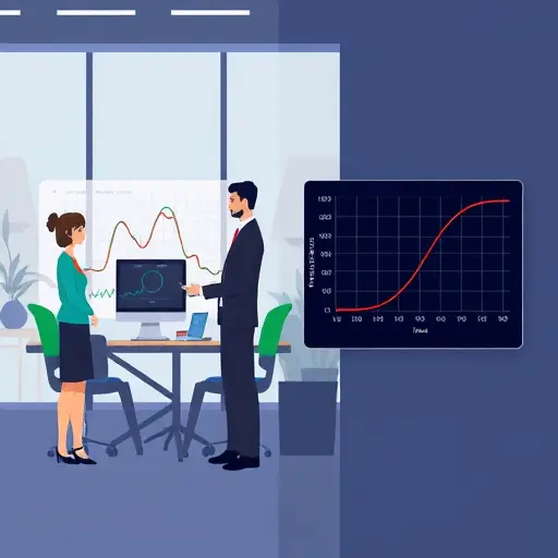 clean tech illustration: side-by-side mini panels, left shows a ROC curve and probability bars for classification, right shows a residuals plot for regression, dark theme, minimalist, text-free
