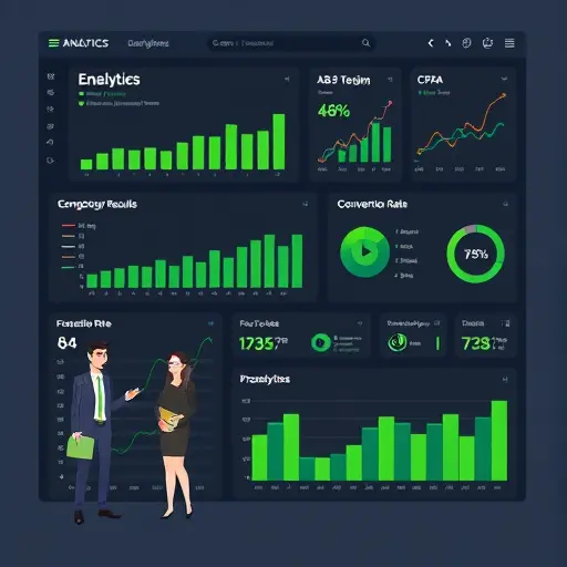 modern analytics dashboard illustration showing A/