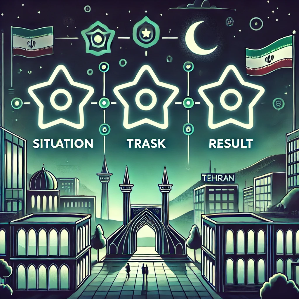 clean illustration of the STAR framework (Situation, Task, Action, Result)