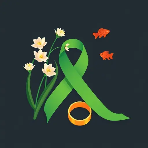 flat illustration of Nowruz symbols (hyacinth, goldfish, sabzeh)