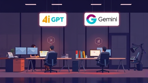 modern cartoon-style illustration of an AI-