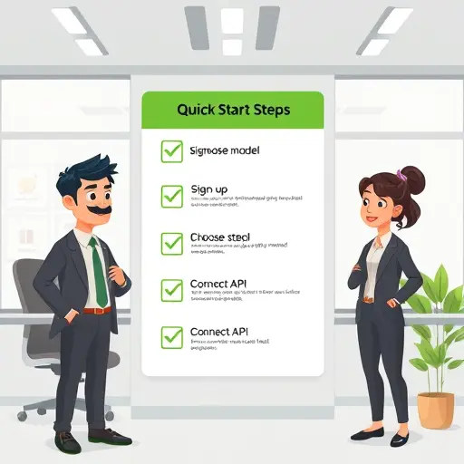 animated checklist showing quick start steps for an AI platform:
