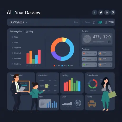 AI budgeting dashboard for interior design, category pie chart 60/30/10