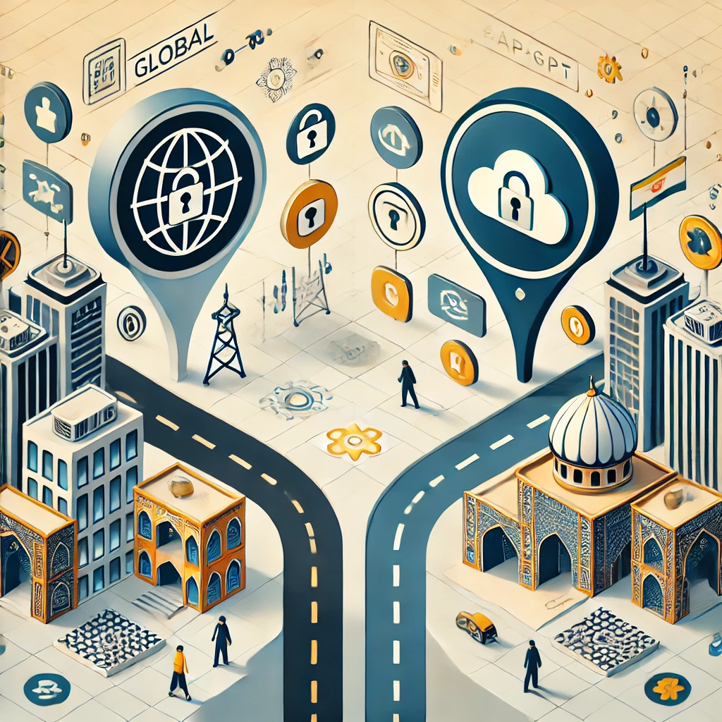 modern illustration showing two paths: one leading to chatgpt .