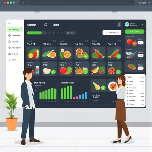 illustration of a weekly meal planner generated by AI, with macro nutrient bars (protein, carbs, fats)