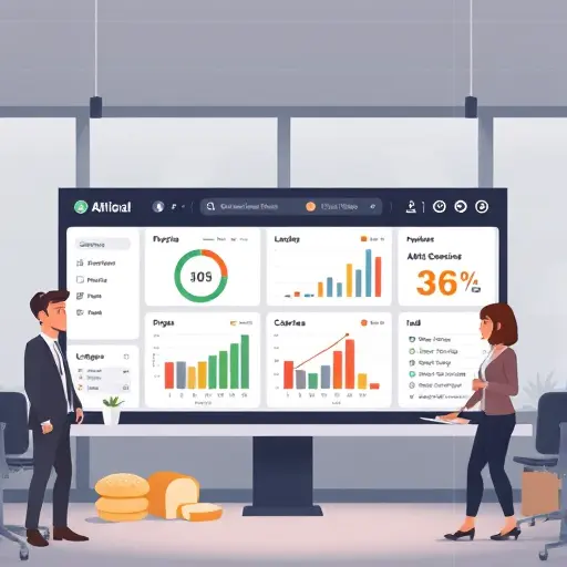 animated illustration of AI-powered diet planning dashboard, with macro breakdown charts, calorie counter, and Iranian cuisine icons (bread, rice, herbs)