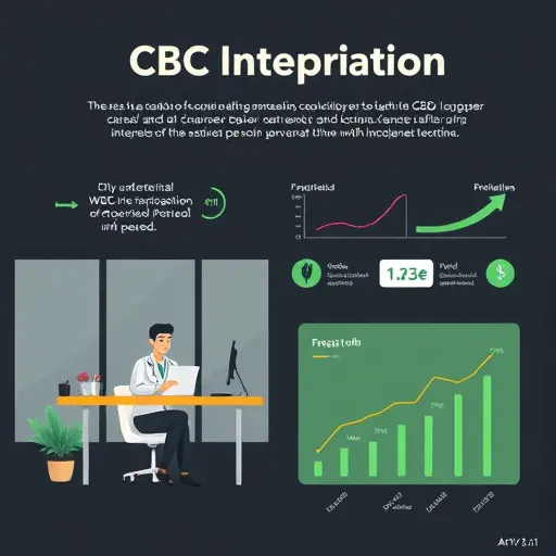 minimalist infographic illustration of CBC interpretation details: differential WBC, RDW, MCH, MCHC, trend arrows;