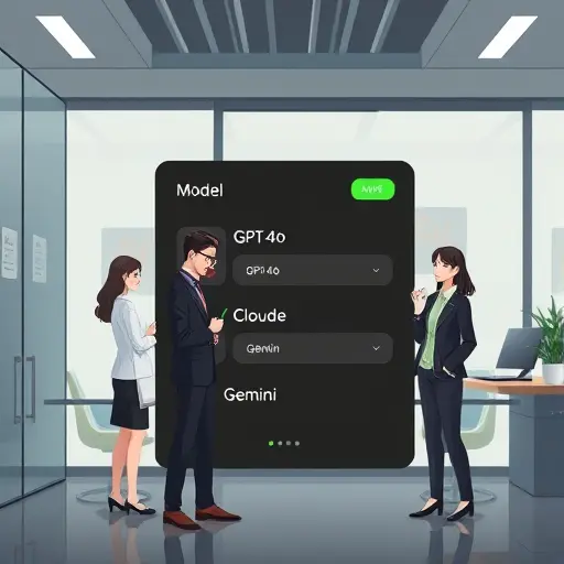 illustration of a model picker UI with GPT-4
