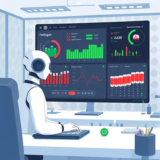 animated illustration of an AI assistant analyzing a blood test dashboard (CBC, glucose, lipids, liver enzymes)
