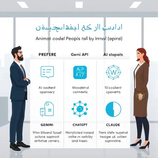 animated infographic comparing AI models supported by Gemini API and GapGPT, abstract model icons (Gemini, ChatGPT, Claude)