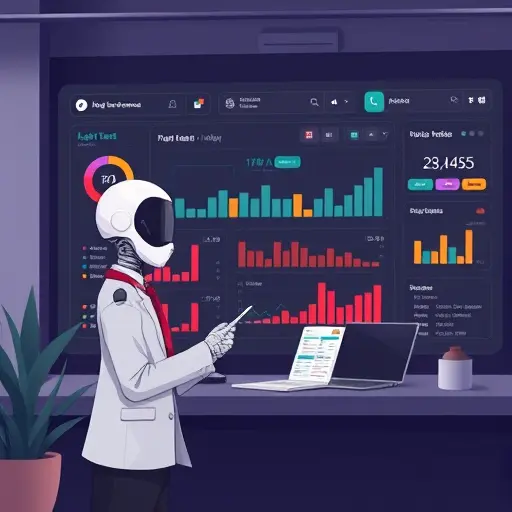animated illustration of an AI assistant interpreting lab test values on a dark-