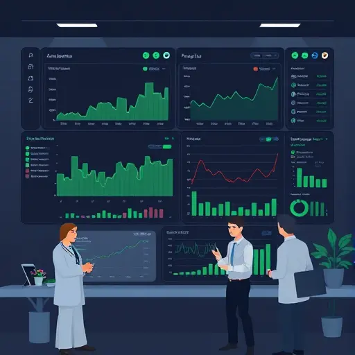 animated medical analytics dashboard showing time-series lab trends (CBC, lipids, liver enzymes), AI neural network overlay, dark theme with green accents matching #94d3a2