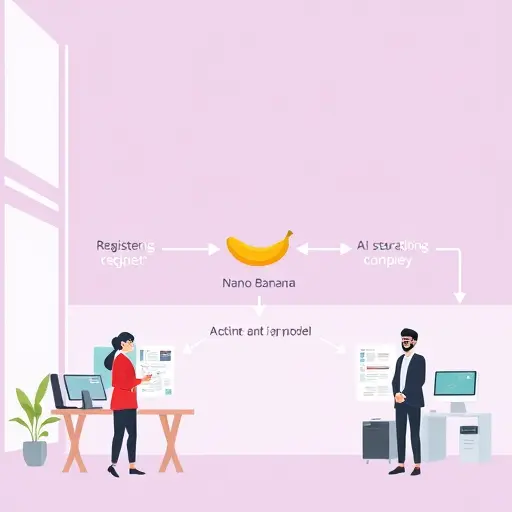 cartoon workflow illustrating user registering in GapGPT, activating nano banana model, building an AI-