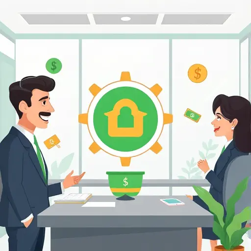 animated illustration of cost-effective AI logo design for Iranian users, digital wallet icons, money-saving technology symbols, cheerful cartoon style, green and gold accents, no text