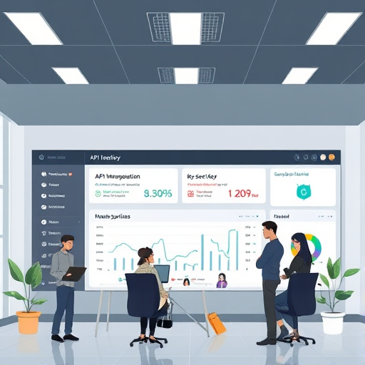 animated dashboard illustration showing API key management panel for AI services, including secret key generation, deletion, and secure storage best practices, cartoon style, text-free