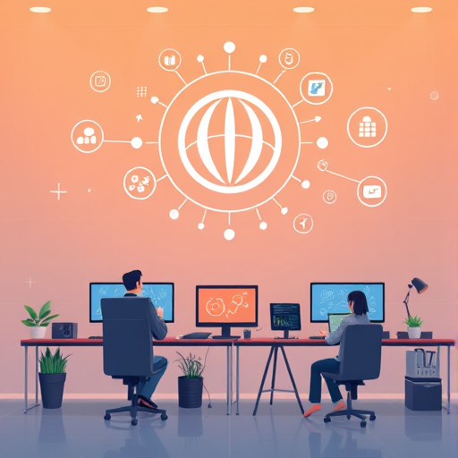 cartoon style illustration of an AI-