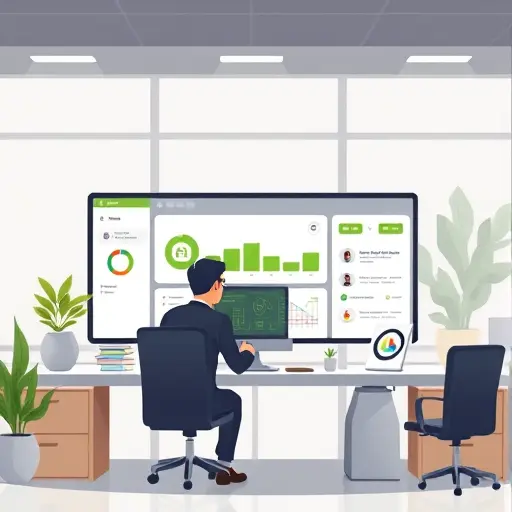 cartoon style illustration of a user creating a smart, unique logo using an AI-