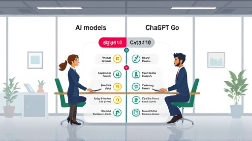 comparison chart illustration between AI models (DeepSeek and ChatGPT Go)