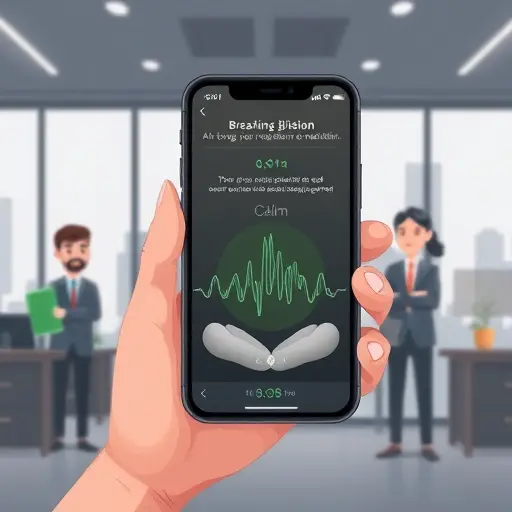 animated illustration of AI-guided meditation on a smartphone, dark UI with green accent (#94d3a2)