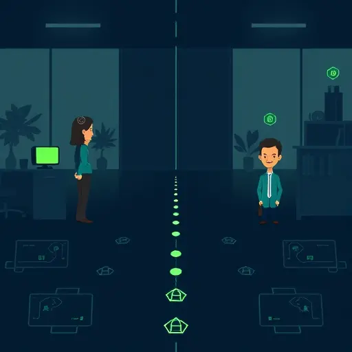 abstract illustration of mental health boundaries, split path toward AI self-