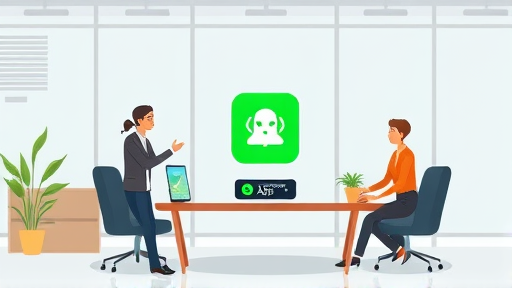 animated illustration of a mobile app installation, showing a green-