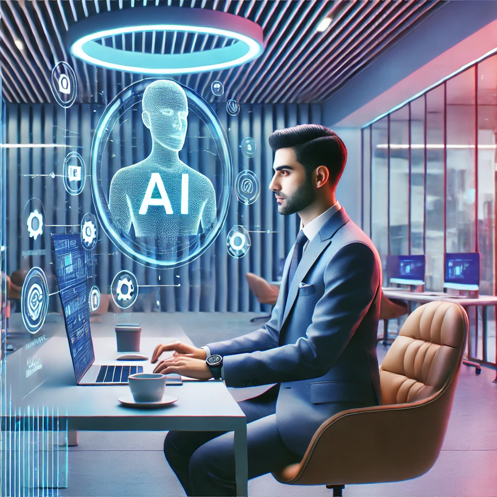 animated illustration of an Iranian user accessing advanced AI models via a secure digital platform, no text, vibrant colors, technology concept