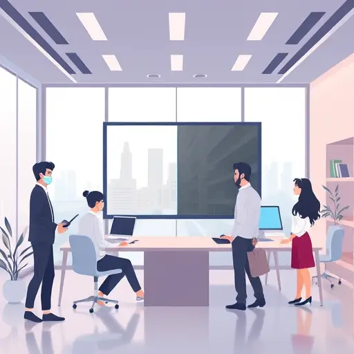 modern animated illustration showing a blurred photo transforming into a sharp, high-quality image through an AI-