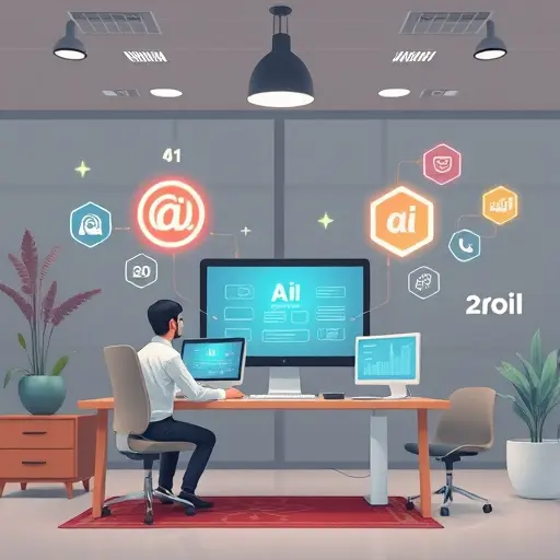 cartoon style illustration of AI-