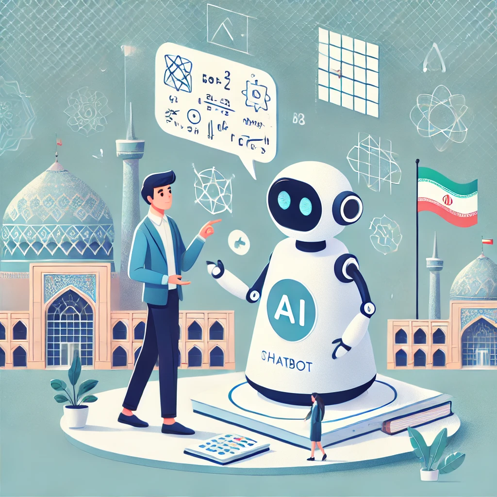 abstract illustration showing AI chatbot helping a student understand math and science, animated, step-by-