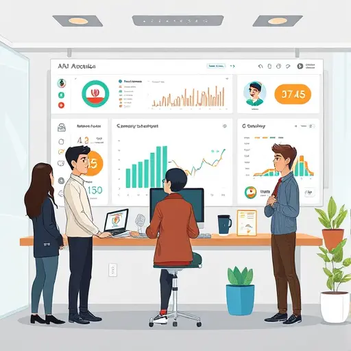 cartoon style dashboard illustration, showing multiple AI models (ChatGPT, Gemini, Claude)